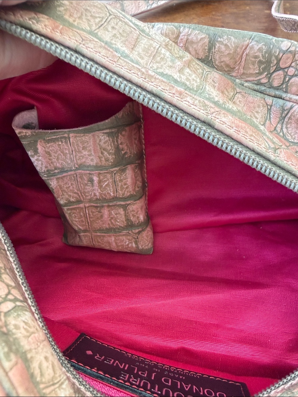 Donald J. Pliner Couture vintage croc embossed leather shoulder bag & dust bag - Picture 9 of 12